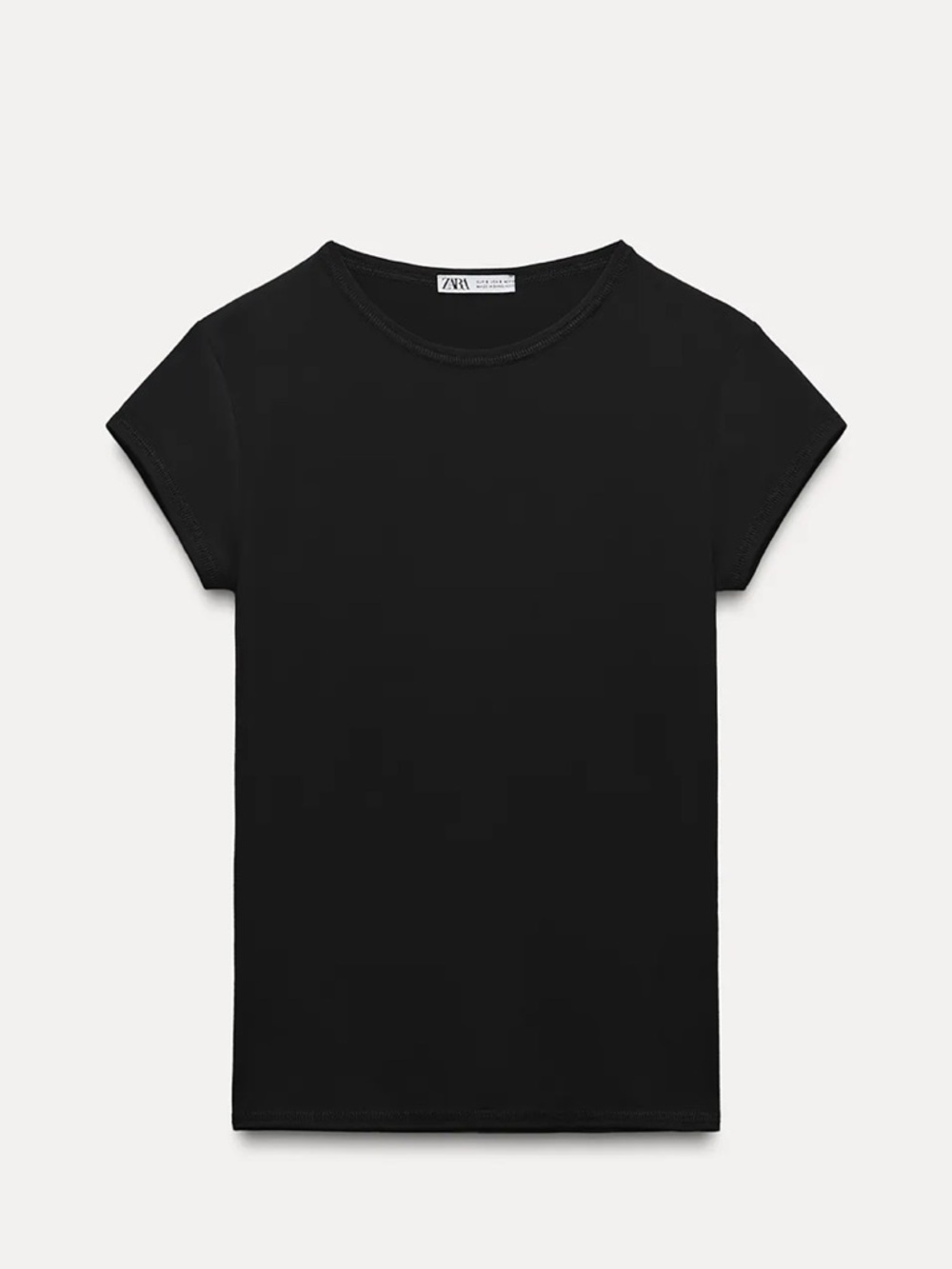 Zara Black Short Sleeve Contour Top - Size Small